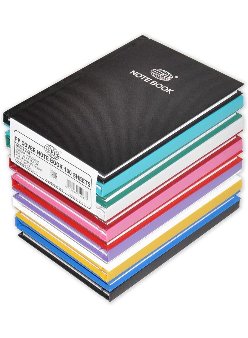 FIS A6 PP Cover Notebook 100-Sheets Single Line, Multicolor 12-Piece - FSNBA6SLPPASST - Image 1